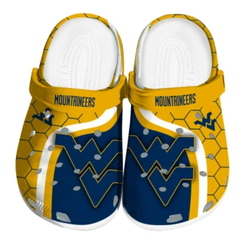 West Virginia Mountaineers Hexagon Grid Clogs