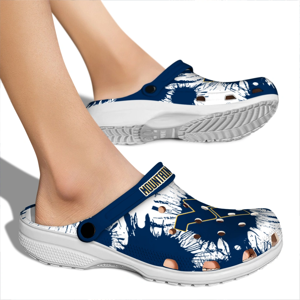 west-virginia-mountaineers-splatter-graphics-clogs-fashion-forward