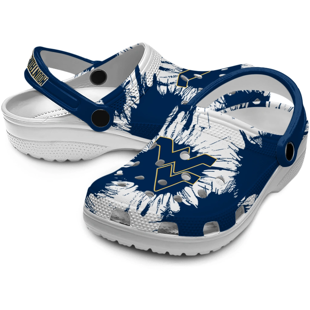 west-virginia-mountaineers-splatter-graphics-clogs-high-quality