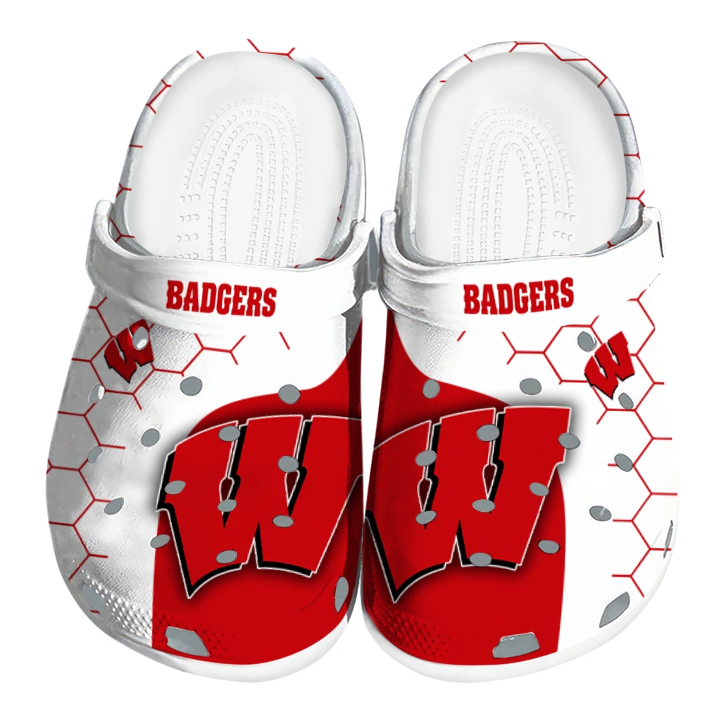 wisconsin-badgers-hexagon-grid-clogs-best-selling wisconsin badgers hexagon grid clogs best selling